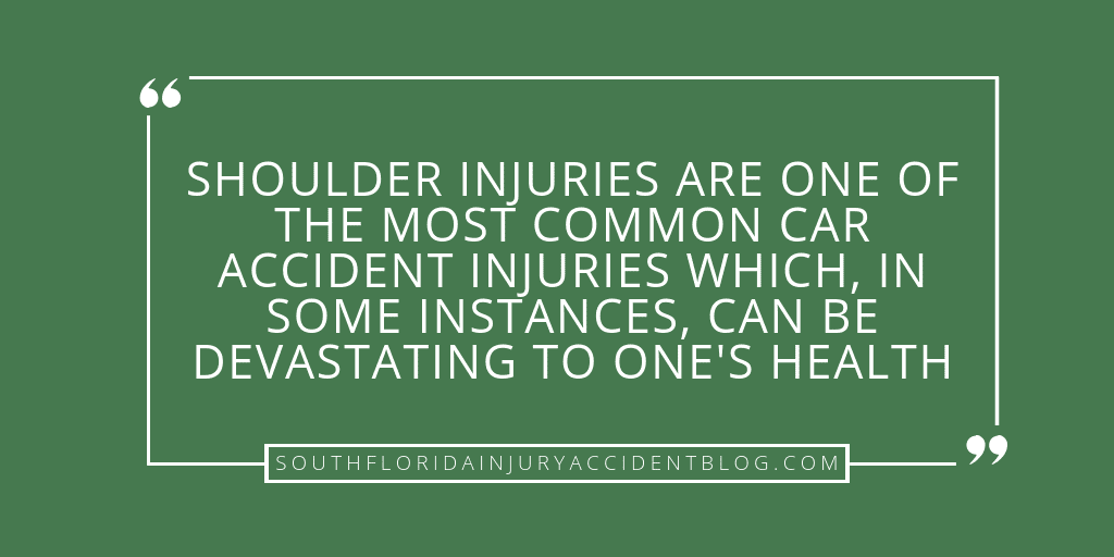 Shoulder injuries are one of the most common car accident injuries which, in some instances, can be devastating to one's health